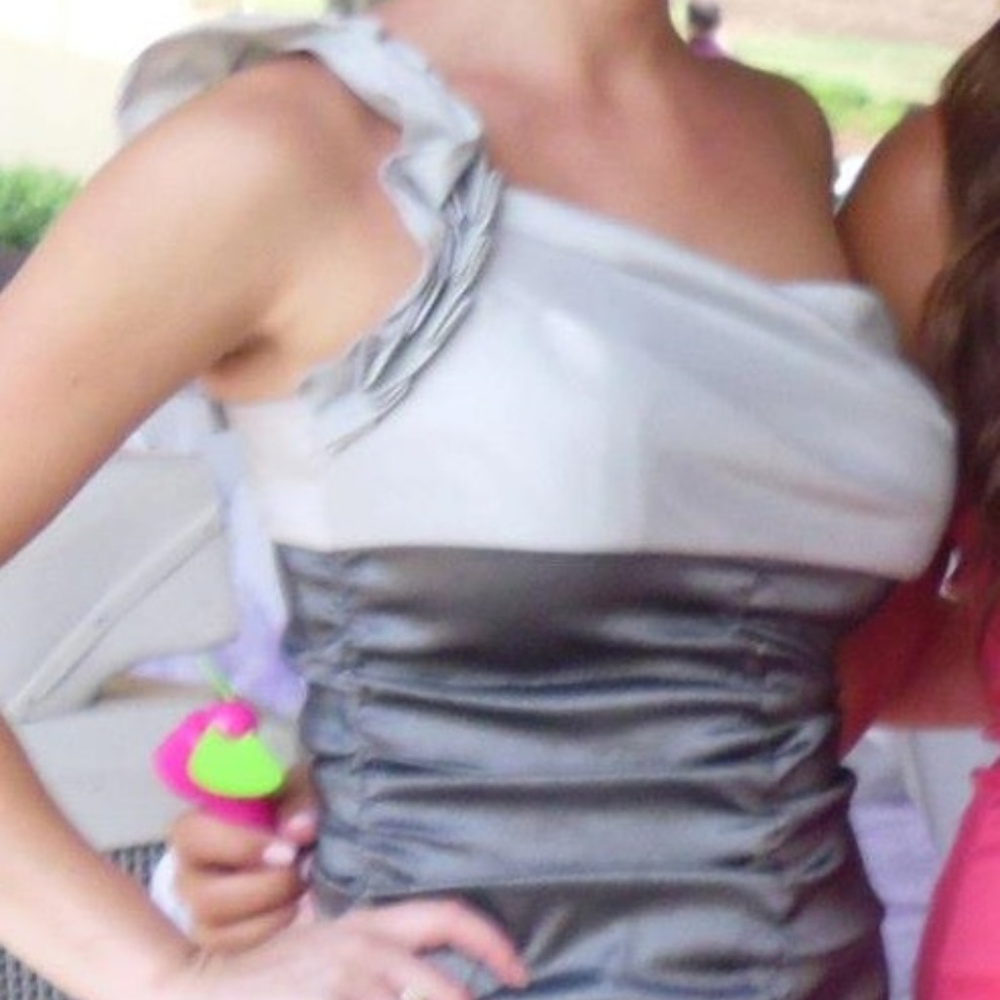 Two-tone Silver Metallic Cocktail Dress